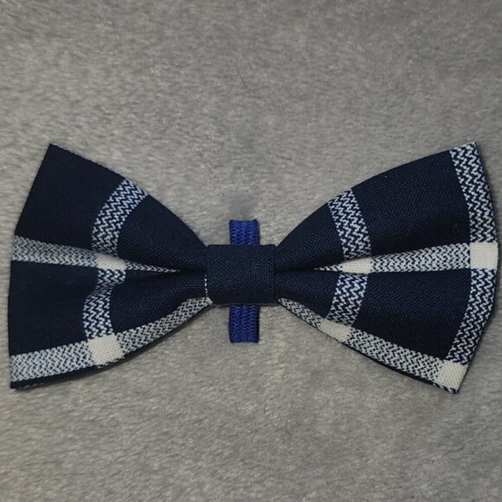 NWOT Handmade Buffalo Plaid Blue White Checker Pet Bowtie For Small Dog Or Cat